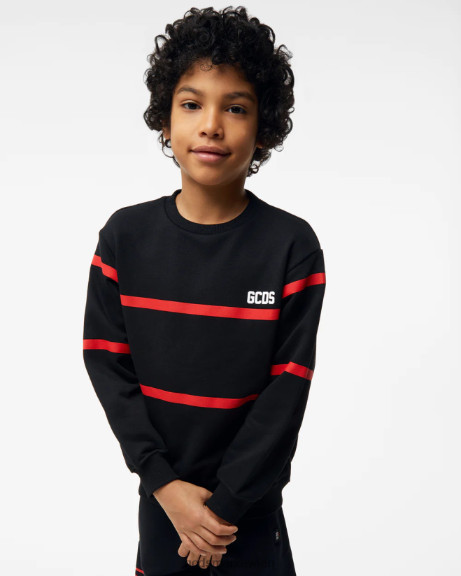 Junior-Rundhalsausschnitt mit niedrigem Logoband GCDS Kinder Kleidung Schwarz V0XTXR695