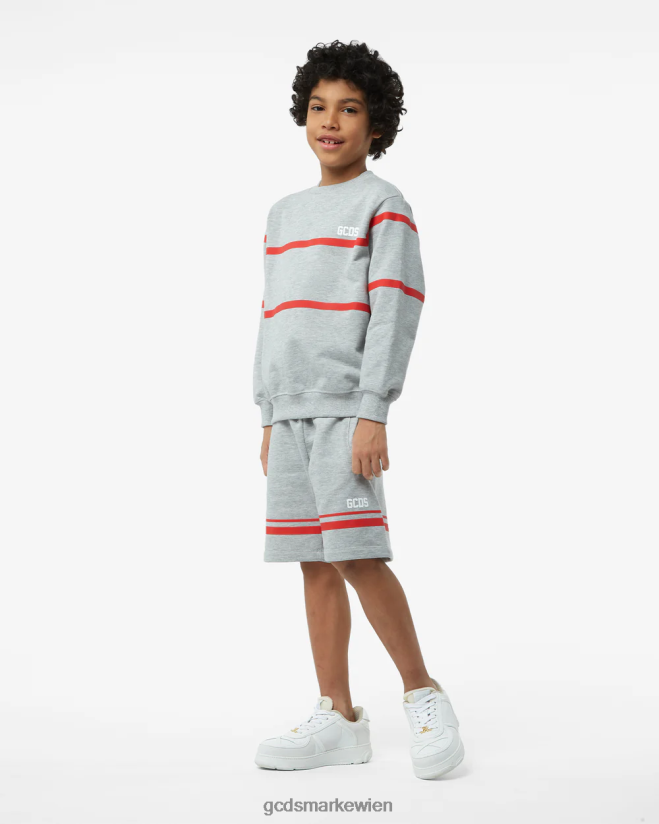 Junior-Rundhalsausschnitt mit niedrigem Logoband GCDS Kinder Kleidung grau V0XTXR693
