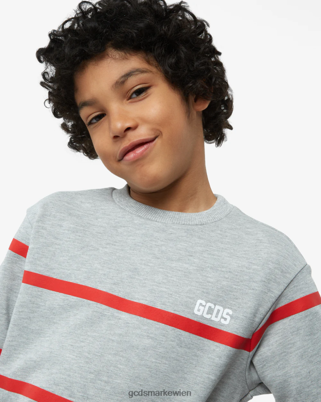 Junior-Rundhalsausschnitt mit niedrigem Logoband GCDS Kinder Kleidung grau V0XTXR693