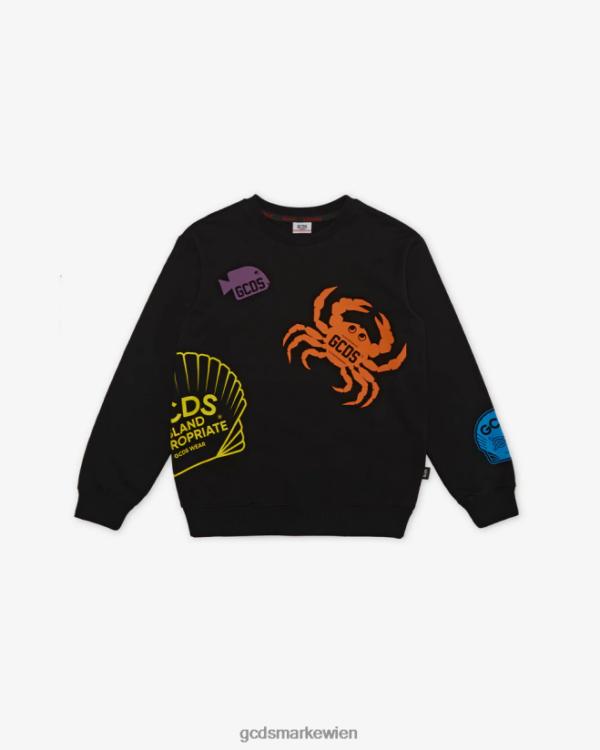 Junior-Shell-Rundhalsausschnitt GCDS Kinder Kleidung Schwarz V0XTXR700