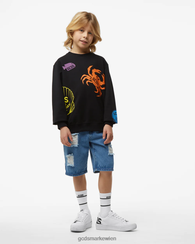 Junior-Shell-Rundhalsausschnitt GCDS Kinder Kleidung Schwarz V0XTXR700