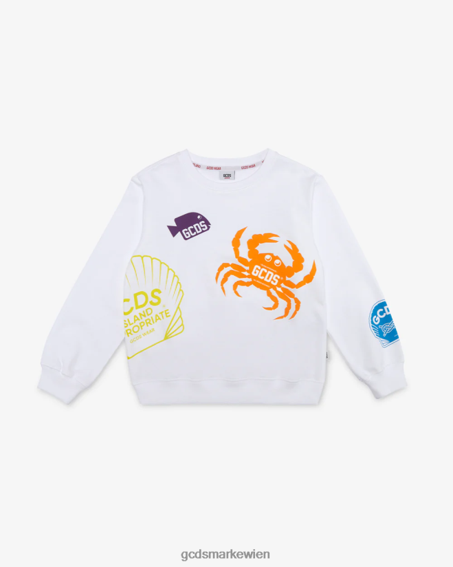 Junior-Shell-Rundhalsausschnitt GCDS Kinder Kleidung Weiß V0XTXR701