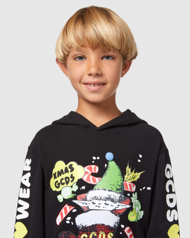 Junior-Weihnachts-Hoodie GCDS Kinder Kleidung Schwarz V0XTXR671