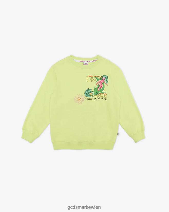 Kapuzenpullover mit Aufdruck „Wirdo Surfing“ für Kinder GCDS Kinder Kleidung Kalk V0XTXR691