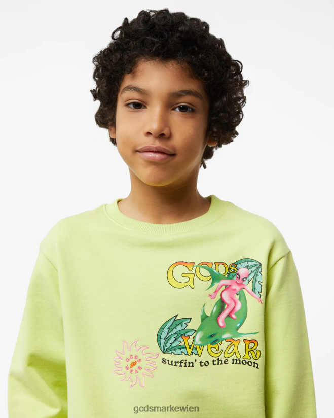 Kapuzenpullover mit Aufdruck „Wirdo Surfing“ für Kinder GCDS Kinder Kleidung Kalk V0XTXR691