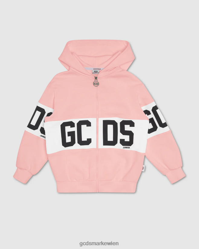 Kapuzenpullover mit Logoband für Kinder GCDS Kinder Kleidung Rosa V0XTXR688