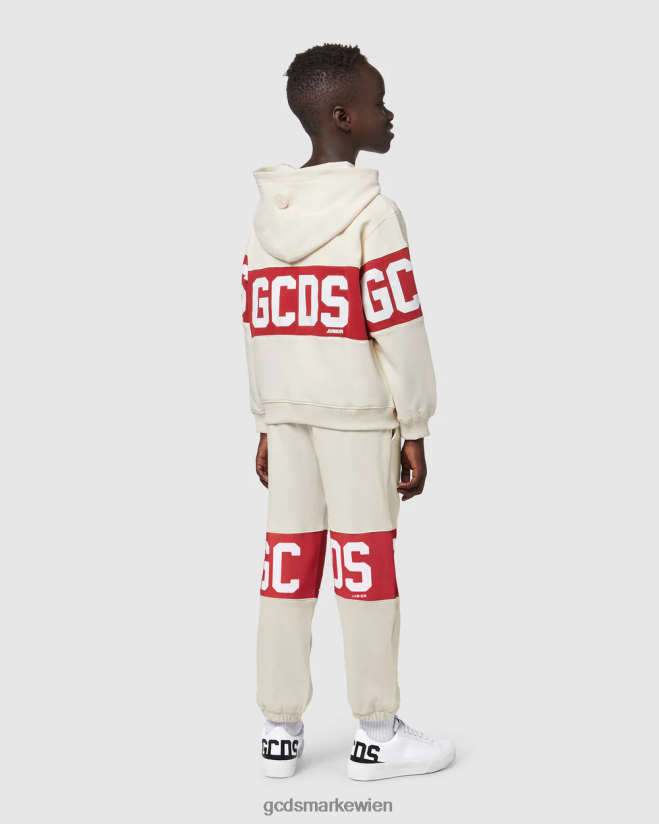 Kapuzenpullover mit Reißverschluss für Kinder mit Logoband GCDS Kinder Kleidung Schaumgrau V0XTXR676