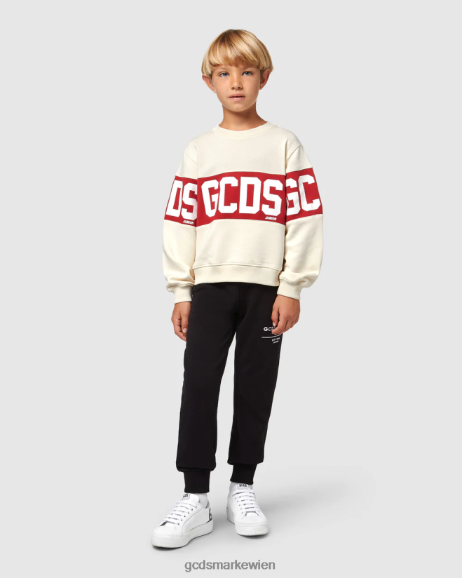 Rundhalsausschnitt mit Junior-Logoband GCDS Kinder Kleidung Schaumgrau V0XTXR677