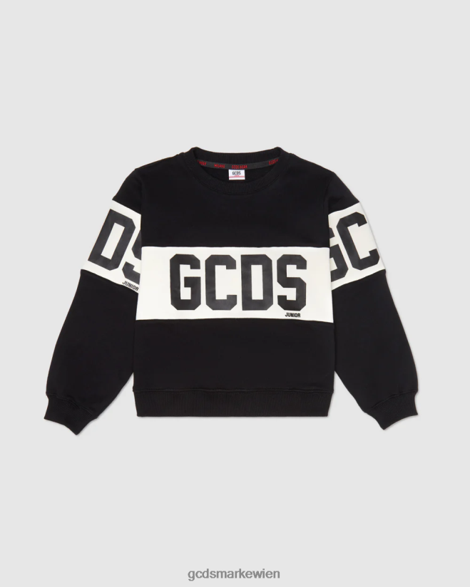 Rundhalsausschnitt mit Junior-Logoband GCDS Kinder Kleidung Schwarz V0XTXR669