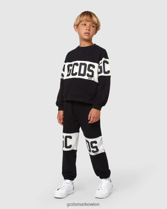 Rundhalsausschnitt mit Junior-Logoband GCDS Kinder Kleidung Schwarz V0XTXR669