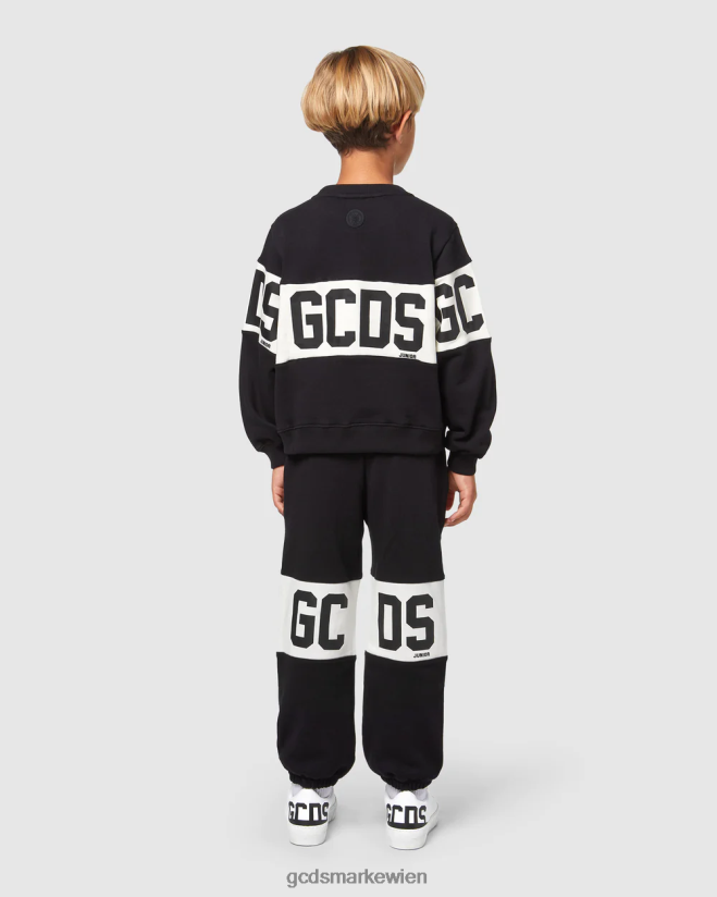 Rundhalsausschnitt mit Junior-Logoband GCDS Kinder Kleidung Schwarz V0XTXR669