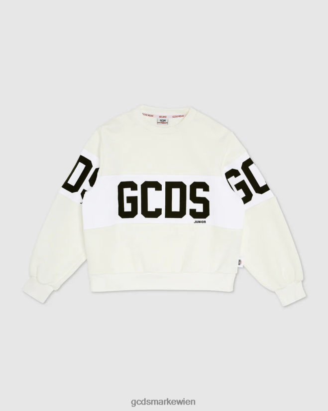 Rundhalsausschnitt mit Junior-Logoband GCDS Kinder Kleidung cremefarben V0XTXR684