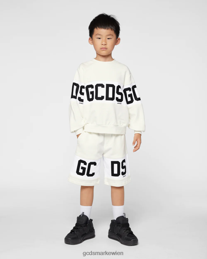 Rundhalsausschnitt mit Junior-Logoband GCDS Kinder Kleidung cremefarben V0XTXR684