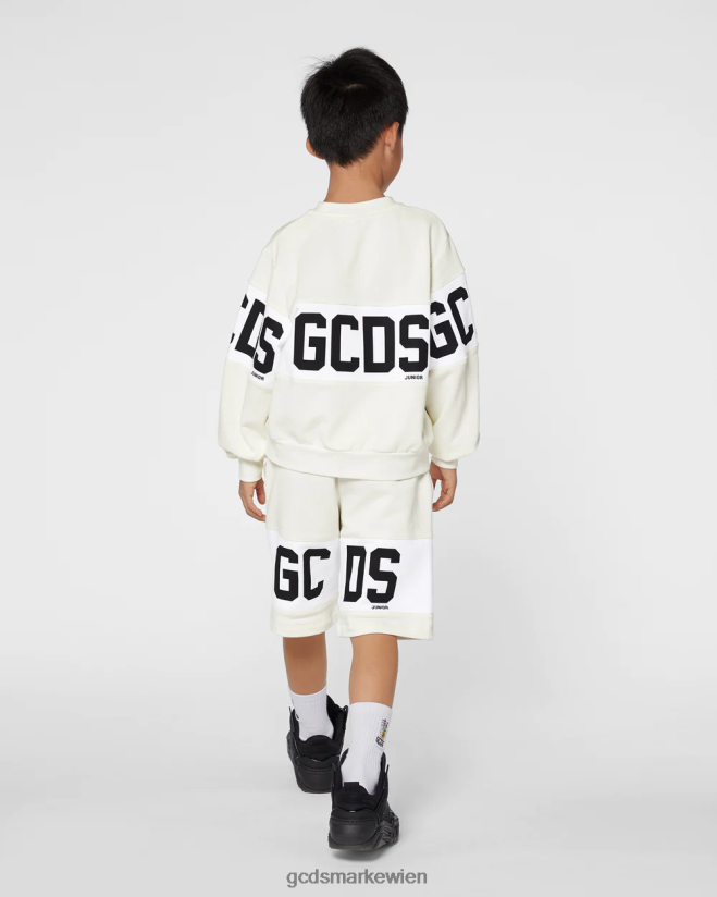 Rundhalsausschnitt mit Junior-Logoband GCDS Kinder Kleidung cremefarben V0XTXR684