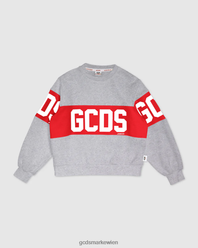 Rundhalsausschnitt mit Junior-Logoband GCDS Kinder Kleidung grau V0XTXR692