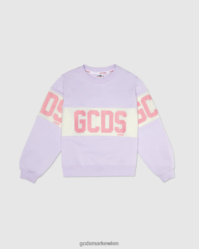 Rundhalsausschnitt mit Junior-Logoband GCDS Kinder Kleidung lila V0XTXR680