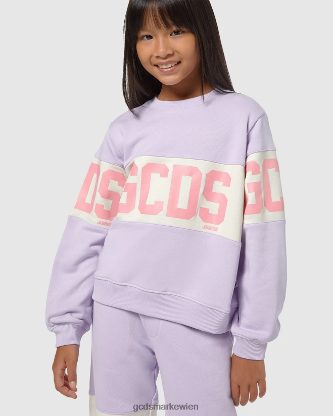 Rundhalsausschnitt mit Junior-Logoband GCDS Kinder Kleidung lila V0XTXR680