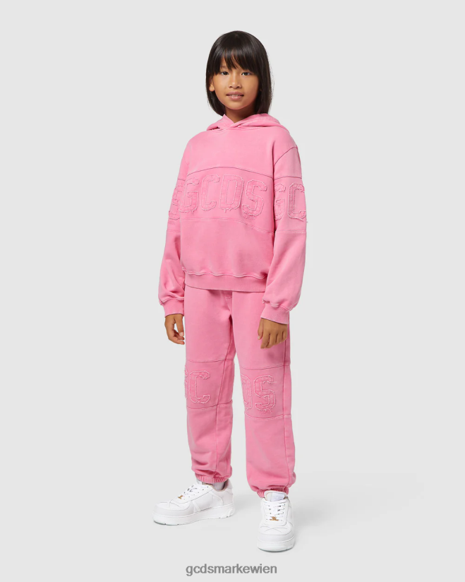 Überfärbter Kapuzenpullover mit Logoband für Kinder GCDS Kinder Kleidung Wiege rosa V0XTXR678