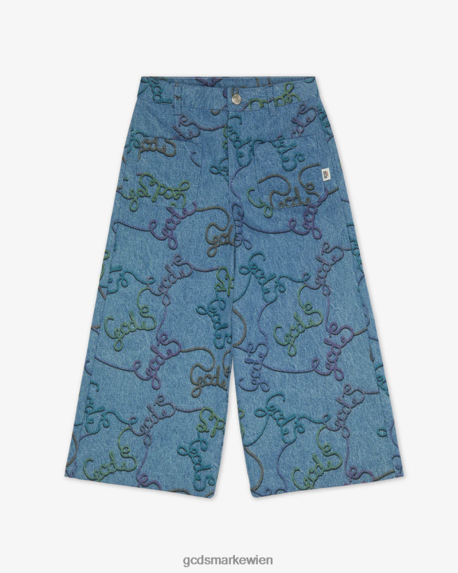 Allover-Baumwollhose für Kinder GCDS Kinder Kleidung Blau V0XTXR820