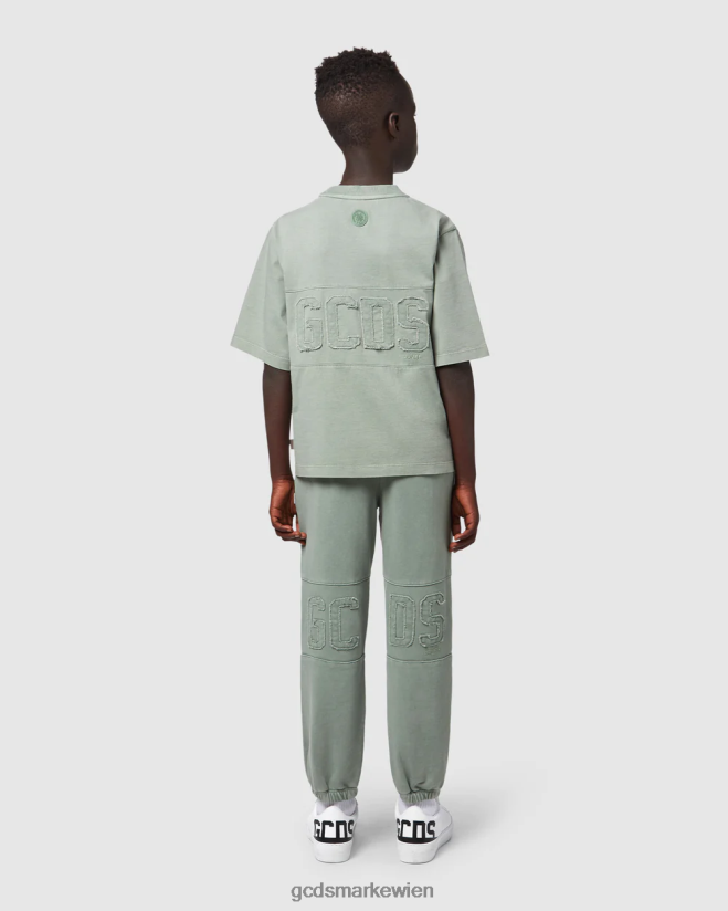 Überfärbte Junior-Sweathose mit Logoband GCDS Kinder Kleidung Grün V0XTXR738