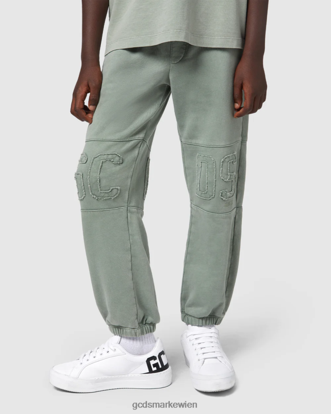 Überfärbte Junior-Sweathose mit Logoband GCDS Kinder Kleidung Grün V0XTXR738
