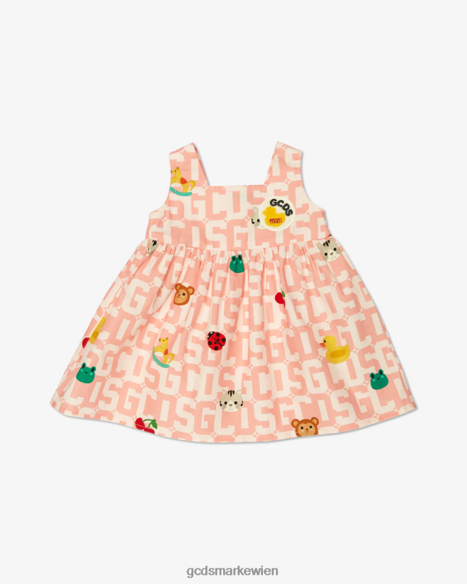 Baby-Monogramm-Tiere-Kleid GCDS Kinder Kleidung Rosa V0XTXR626