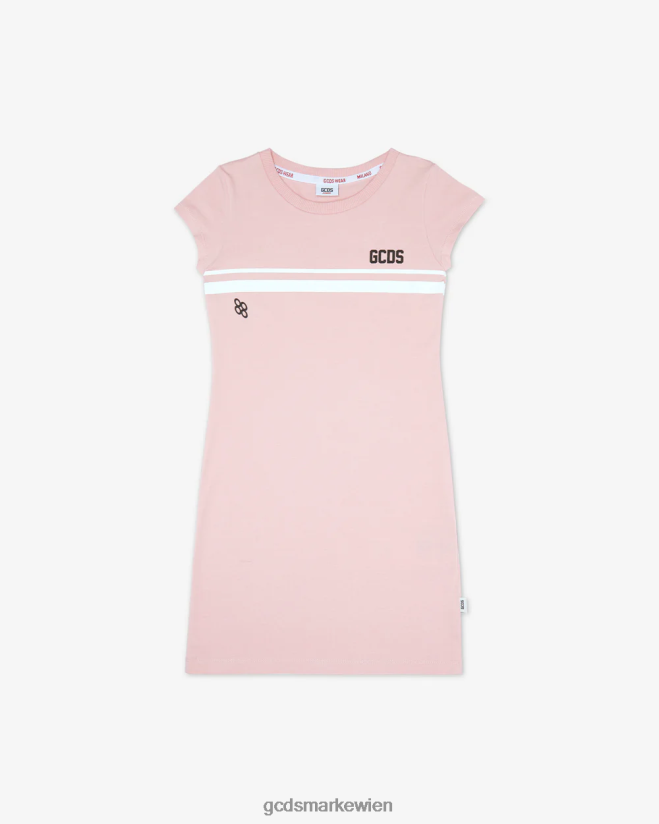 Junior-T-Shirt-Kleid mit niedrigem Logoband GCDS Kinder Kleidung Rosa V0XTXR808