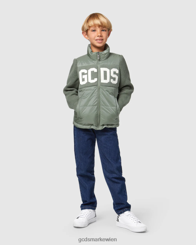 Junior-Puffermantel mit Logo GCDS Kinder Kleidung Grün V0XTXR663