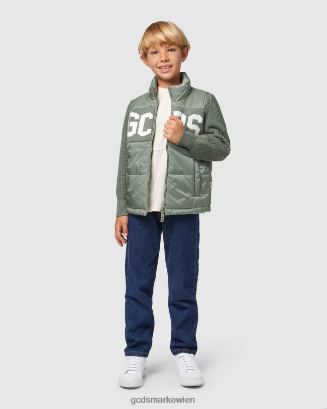 Junior-Puffermantel mit Logo GCDS Kinder Kleidung Grün V0XTXR663