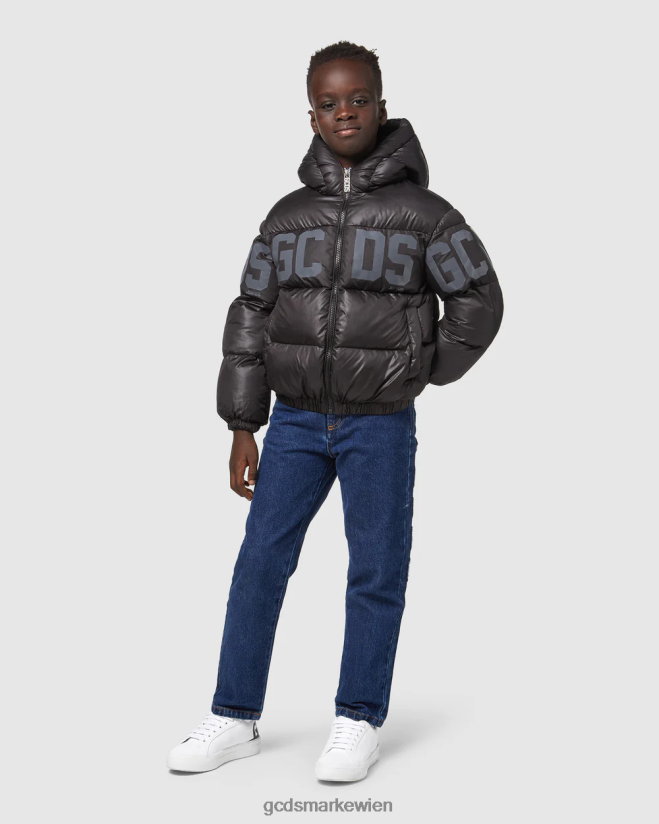 Wattierte Junior-Jacke mit Logoband GCDS Kinder Kleidung Schwarz V0XTXR661