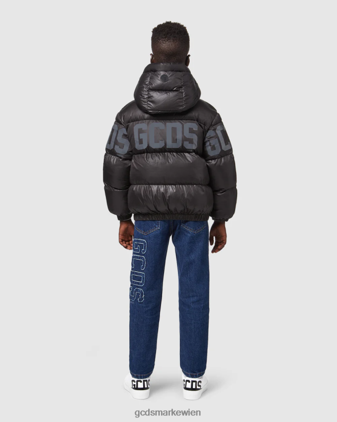 Wattierte Junior-Jacke mit Logoband GCDS Kinder Kleidung Schwarz V0XTXR661
