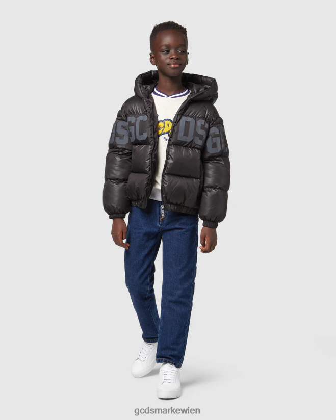 Wattierte Junior-Jacke mit Logoband GCDS Kinder Kleidung Schwarz V0XTXR661