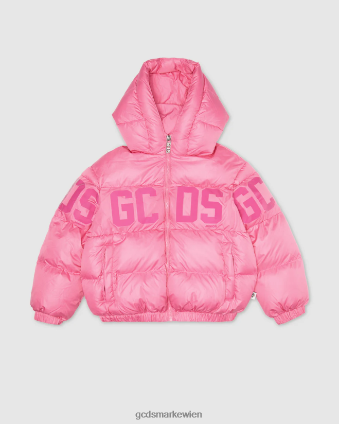 Wattierte Junior-Jacke mit Logoband GCDS Kinder Kleidung Wiege rosa V0XTXR660