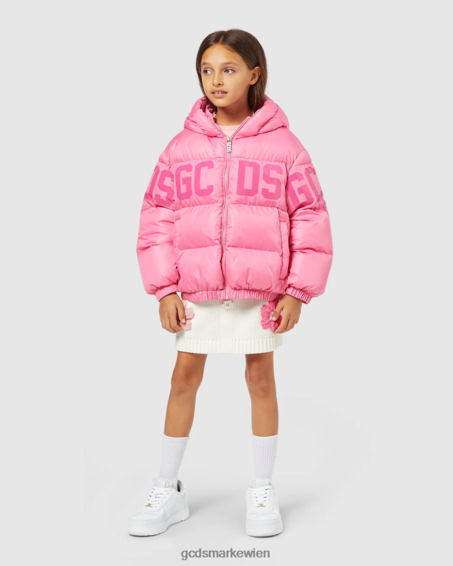 Wattierte Junior-Jacke mit Logoband GCDS Kinder Kleidung Wiege rosa V0XTXR660