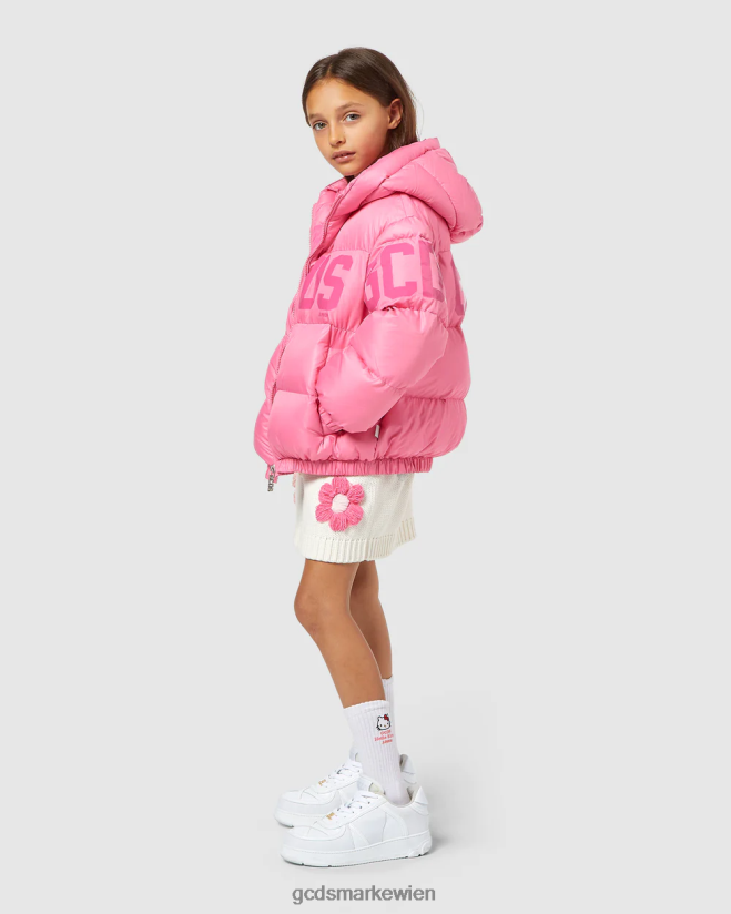 Wattierte Junior-Jacke mit Logoband GCDS Kinder Kleidung Wiege rosa V0XTXR660