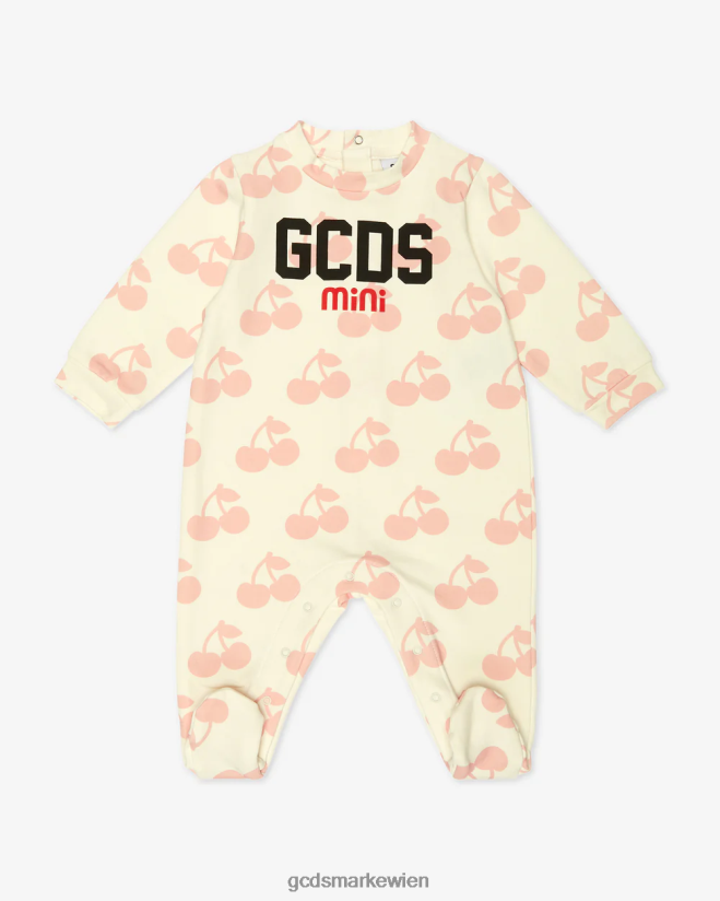 Baby-Kirsch-Spielanzug GCDS Kinder Kleidung cremefarben/rosa V0XTXR589