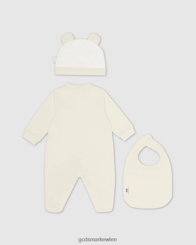 Dreiteiliges Babyset mit Logoband GCDS Kinder Kleidung Schaumgrau V0XTXR591