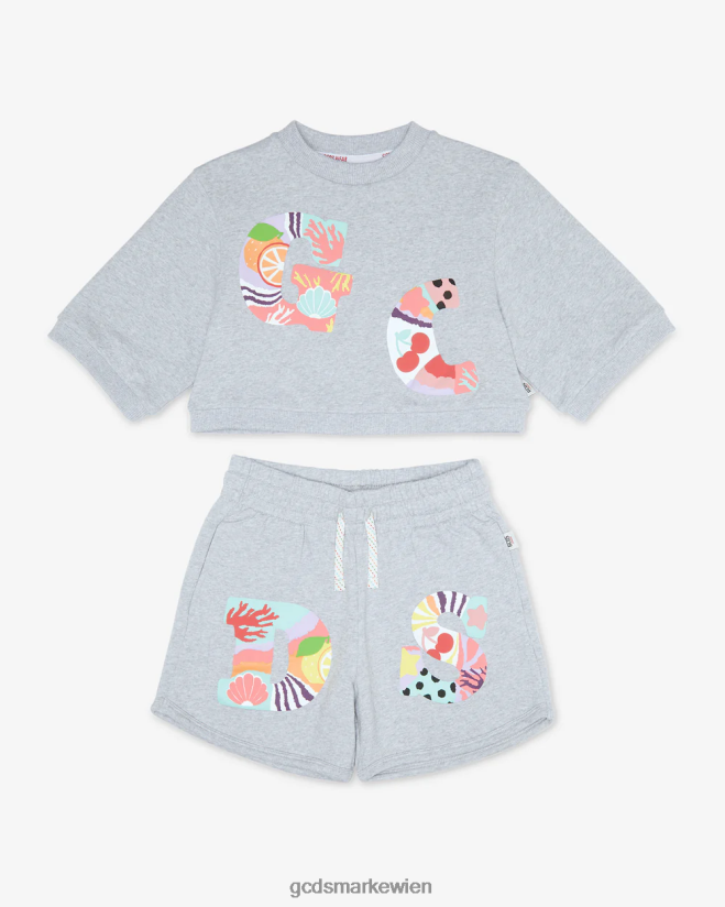 Patchwork-T-Shirt und Shorts-Set für Kinder GCDS Kinder Kleidung grau V0XTXR786