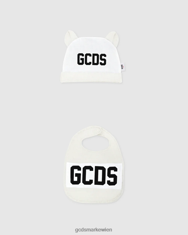 Zweiteiliges Baby-Geschenkset mit Logomotiv GCDS Kinder Kleidung cremefarben V0XTXR584