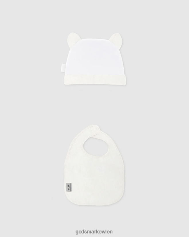 Zweiteiliges Baby-Geschenkset mit Logomotiv GCDS Kinder Kleidung cremefarben V0XTXR584