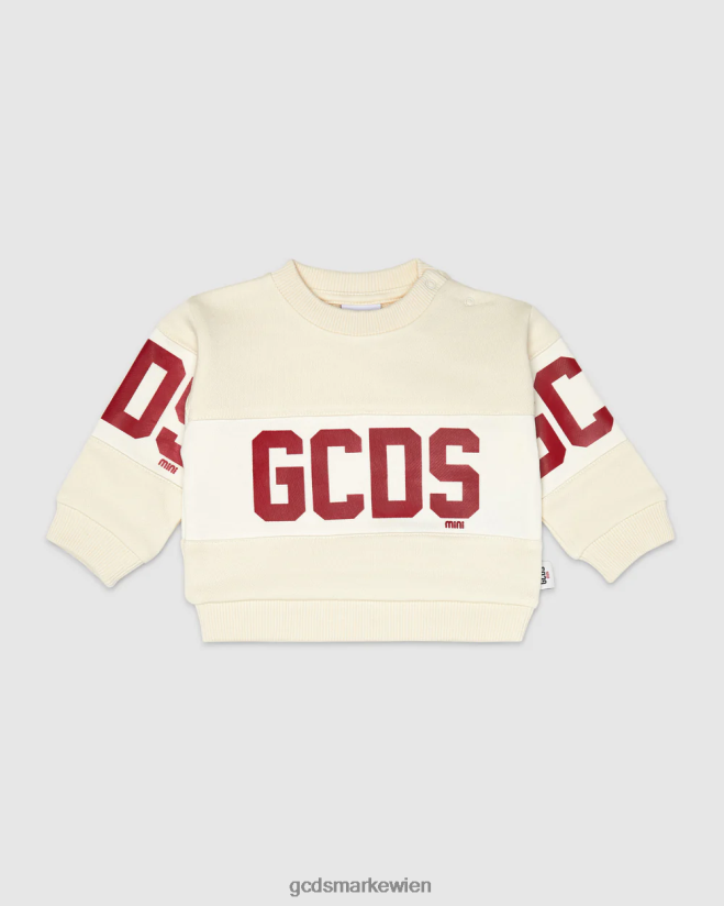 Kapuzenpullover mit Baby-Logoband GCDS Kinder Kleidung Schaumgrau V0XTXR613