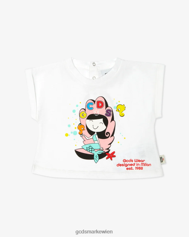Baby-Meerjungfrau-T-Shirt GCDS Kinder Kleidung Weiß V0XTXR643