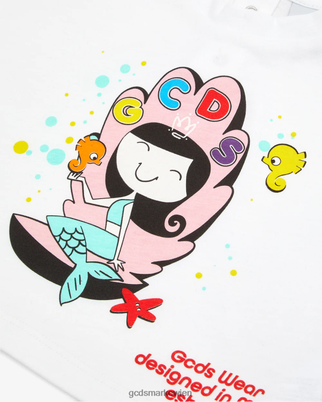 Baby-Meerjungfrau-T-Shirt GCDS Kinder Kleidung Weiß V0XTXR643