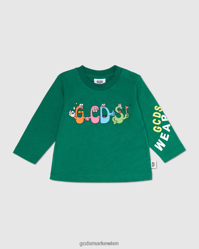 Baby-Monster-T-Shirt mit langen Ärmeln GCDS Kinder Kleidung Grün V0XTXR632