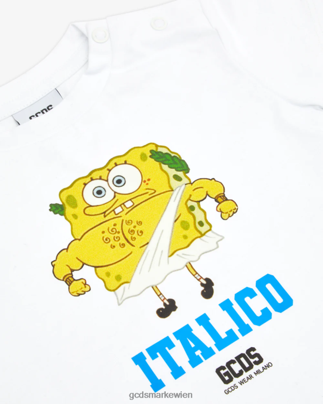 Baby-Spongebob-Italico-T-Shirt GCDS Kinder Kleidung Weiß V0XTXR642