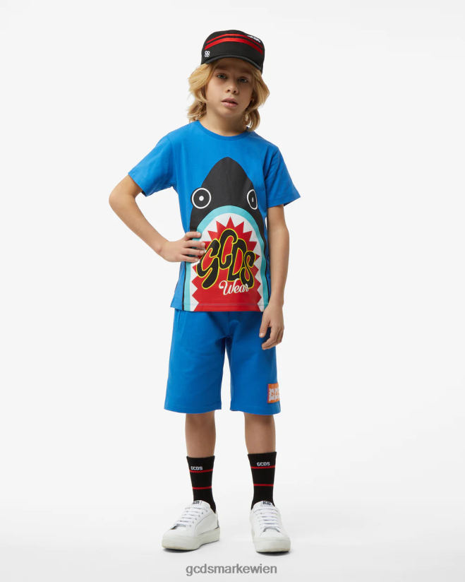Hai-T-Shirt für Kinder GCDS Kinder Kleidung Blau V0XTXR729