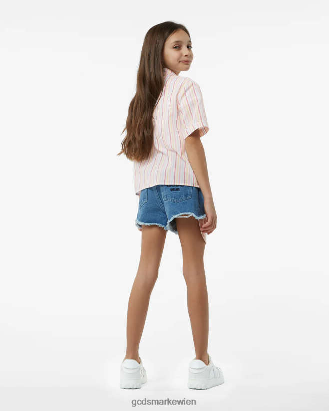 Junior-Hemd aus kirschfarbener Baumwolle mit Streifen GCDS Kinder Kleidung Rosa V0XTXR798