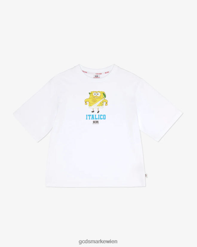 Junior Spongebob Italico T-Shirt GCDS Kinder Kleidung Weiß V0XTXR726