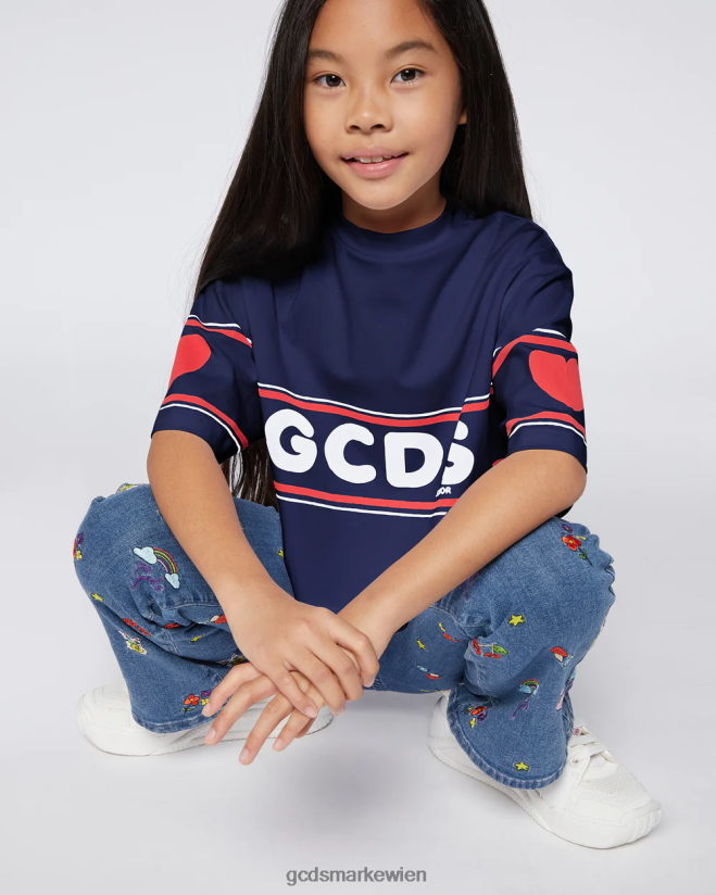 Junior-T-Shirt mit Crop-Logo GCDS Kinder Kleidung Dunkelblau V0XTXR791