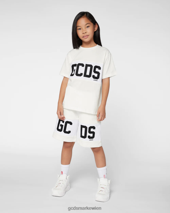 Junior-T-Shirt mit Logoband GCDS Kinder Kleidung cremefarben V0XTXR724